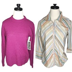 Vintage Putamayo Pastel Chevron Fitted Buttondown Deadstock Mixed Knit Sweater M